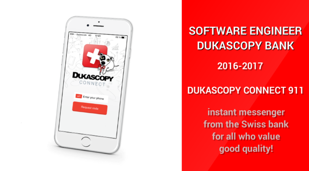Мобильное приложение Dukascopy Connect 911 на экране iPhone. (1)